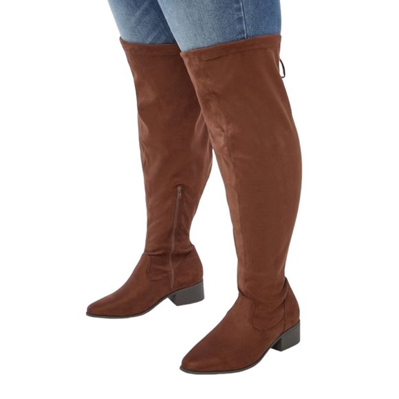 NIB JUSTFAB HANNAH OVER-THE-KNEE FLAT BOOTS (BROWN) - Picture 2 of 13